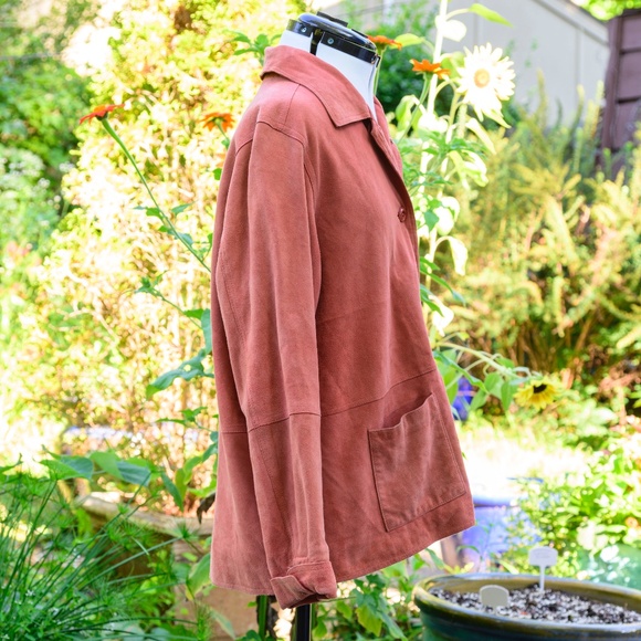 Territory Ahead Suede Vtg 70s Pumpkin button-up Jacket w/collar & 2 pockets - Picture 2 of 4